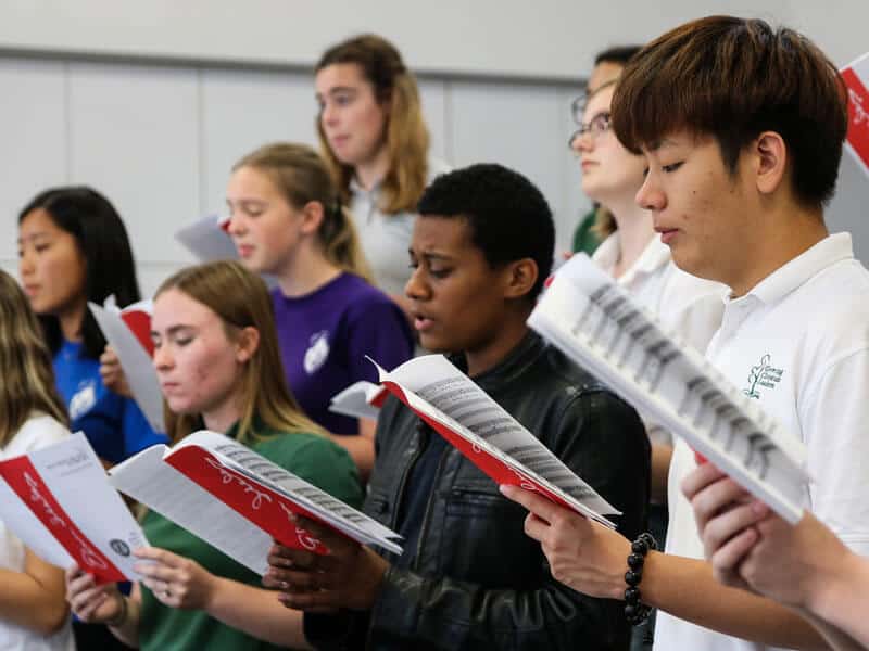 Band students enjoy the music fine arts program at Ontario Christian High School