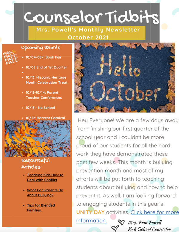 Ontario Christian's K-8 Counselor Newsletter Preview
