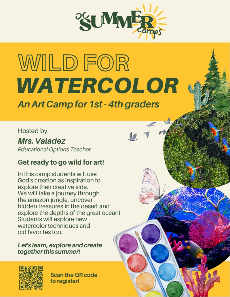 Watercolor summer camp flyer