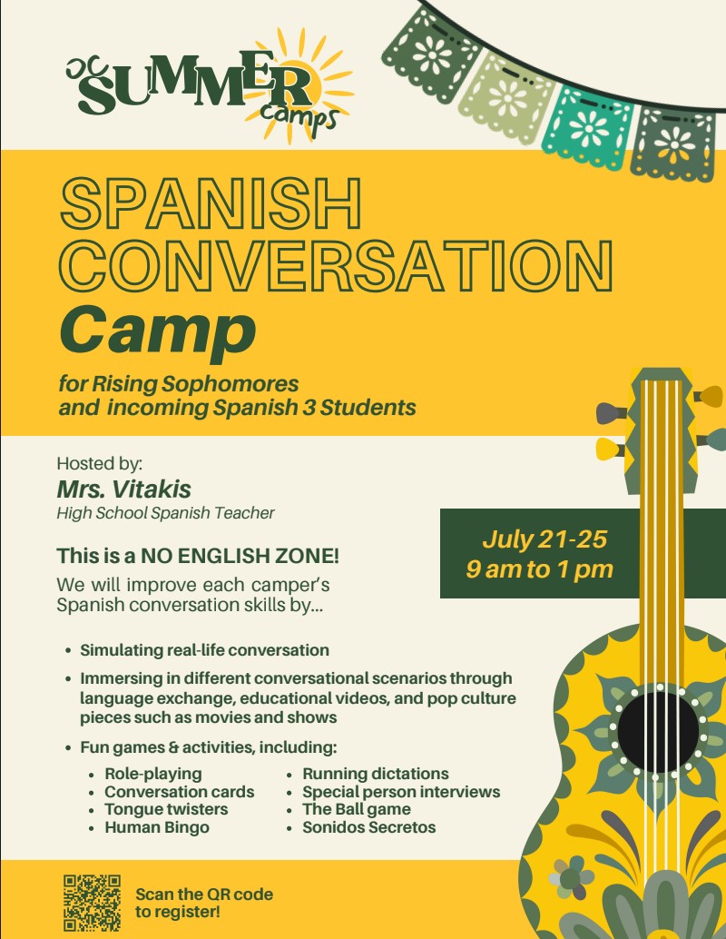 Spanish conversation camp flyer