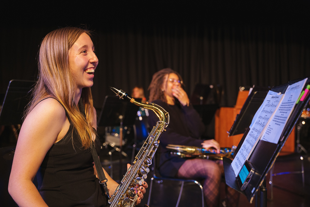 Band students enjoy the music fine arts program at Ontario Christian High School