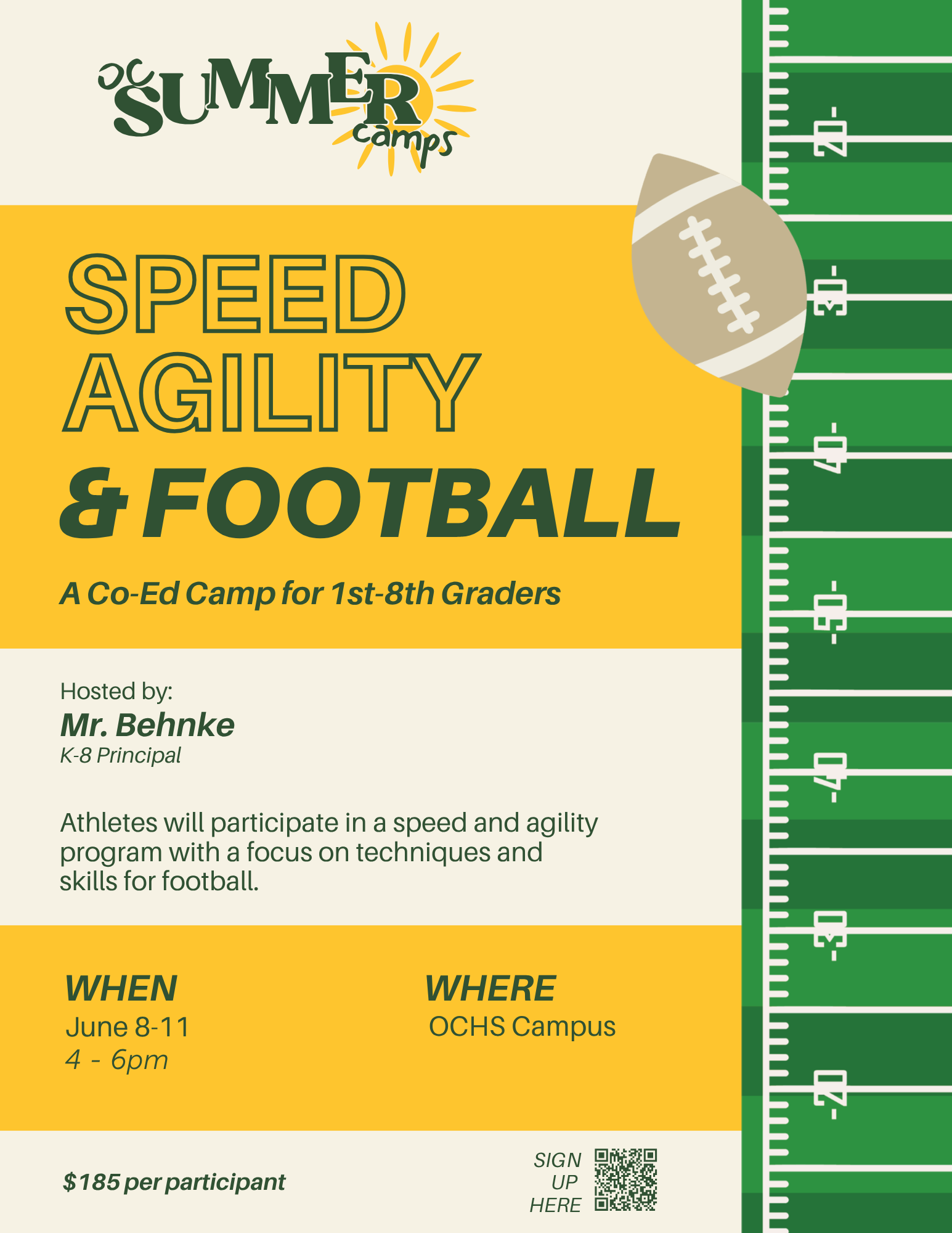 football summer camp flyer.